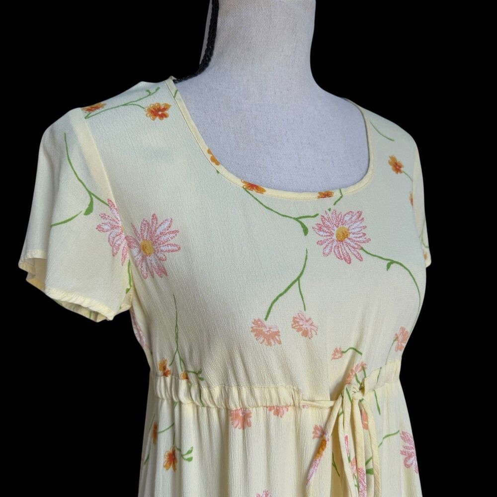 Vintage 90's CDC Petites Floral Maxi Dress Cottagecore Prairie Boho Rayon Size 4 - Picture 4 of 8